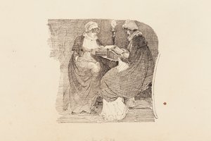 Due donne che leggono alla luce della lampada, 1804 da John Harden