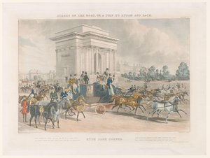 Veduta di una strada e Wellington Arch a Hyde Park Corner da John Harris