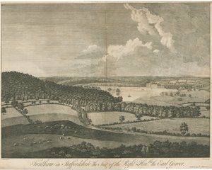 Trentham Hall: incisione, nd [c 1751] da John Harris