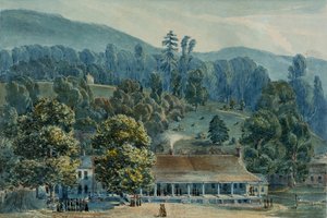 Sala da pranzo e uffici del palco a White Sulphur Springs da John Hazelhurst Boneval Latrobe
