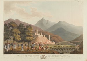 Veduta della città di Briar, Valencia, incisa da Dubourg, 1814