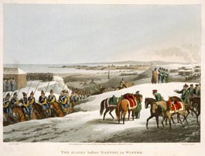 Gli Alleati davanti a Danzica in inverno, inciso da Matthew Dubourg (fl.1813-20) da 