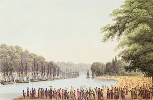 La flotta sul fiume Serpentine, inciso da Matthew Dubourg (fl.1813-20) 1814