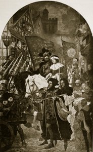 Enrico VI viene portato alla Battaglia di Barnet, 1471, illustrazione da 