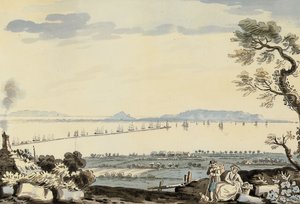 Veduta della baia e del porto di Dublino, collina di Howth da John Henry Campbell