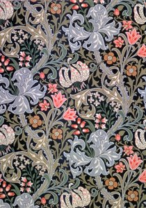 Golden Lily, carta da parati disegnata da John Henry Dearle per Morris and Company