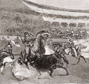 Una corrida a Siviglia, Spagna, tratta da "The Century Illustrated Monthly Magazine", pubblicato nel 1884 (incisione su legno) da John Henry Ellsworth Whitney