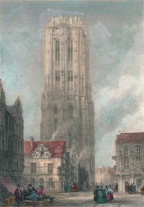 La chiesa di San Rembauld, Mechlin, metà-fine XIX secolo da John Henry Le Keux