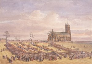 Sepoltura delle vittime del disastro della miniera di Hartley nel cimitero di Earsdon da John Henry Leonard