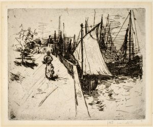 Donna sulla banchina, Honfleur da John Henry Twachtman
