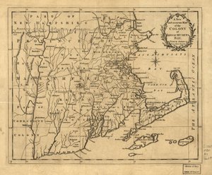 Una nuova e accurata mappa della colonia di Massachusetts Bay, in Nord America, ricavata da un