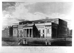 Facciata Est del Nuovo Teatro Reale, Covent Garden, inciso da Richard Reeve, 1809 da John Hodges Benwell