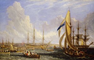 Scena marittima davanti a Plymouth, agosto 1815 da John James Chalon
