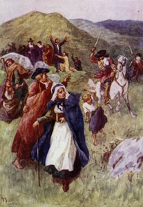 Soldati che scacciano persone che si sono riunite per pregare nelle colline scozzesi da John Jellicoe