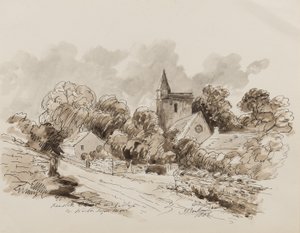 Chiesa e villaggio di Kewstoke, Weston Super Mare, Somerset, 1882 da John Joseph Barker