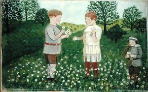 Bambini che raccolgono margherite