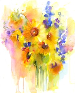 Girasoli e delfinio