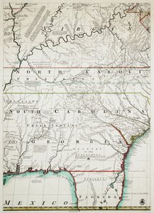 Mappa dei domini britannici e francesi in Nord America con le strade, le distanze, i limiti e l