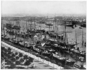 Porto di Amburgo, Germania, fine XIX secolo