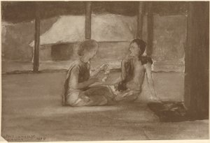 Ragazze in una capanna samoana