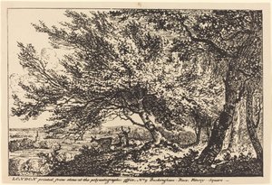 Paesaggio con cervi sotto gli alberi da John Laporte