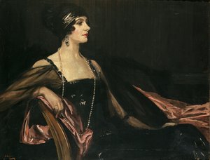 Una signora in nero: Ritratto di Jean Ainsworth, viscontessa Massereene e Ferrard da John Lavery