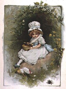 La piccola Miss Muffet, da un libro illustrato di filastrocche per bambini da John Lawson