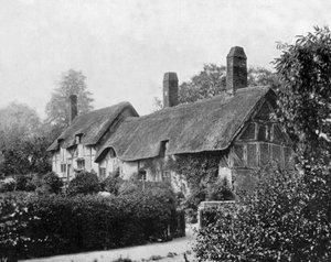 Cottage (casa) di Ann Hathaway (moglie di Shakespeare) a Stratford upon Avon, Inghilterra, foto c. 1890