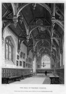 La sala del Wadham College, Università di Oxford, 1836 da John Le Keux