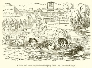 Clelia e le sue Compagne che Fuggono dal Campo Etrusco da John Leech