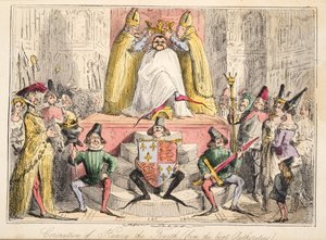 Incoronazione di Enrico IV (dalle migliori autorità), da The Comic History of England, pub. 1864 da John Leech