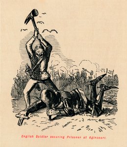 Soldato inglese che cattura un prigioniero ad Agincourt, c1860 da John Leech