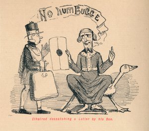 Ethelred che invia una lettera tramite suo figlio, c1860 da John Leech