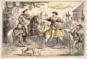 Enrico VIII incontra Francesco I, da The Comic History of England, pub. 1864 da John Leech