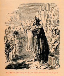 Re Edoardo presenta suo figlio come Principe di Galles ai suoi sudditi, c1860 da John Leech