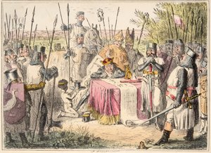 Re Giovanni firma la Magna Carta, da The Comic History of England, pub. 1864