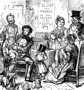 Membri di una famiglia di prima classe che trascorrono del tempo insieme in un negozio da John Leech