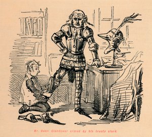 Il signor Owen Glendower armato dal suo fidato impiegato, c1860 da John Leech
