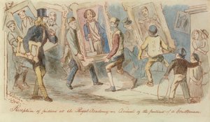 Ricevimento di quadri alla Royal Academy - Arrivo del ritratto di un gentiluomo, 1846 da John Leech