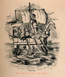 Nave da guerra romana, da una medaglia rara, 1852 da John Leech