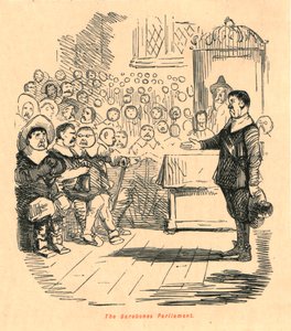 Il Parlamento Barebones, 1897 da John Leech