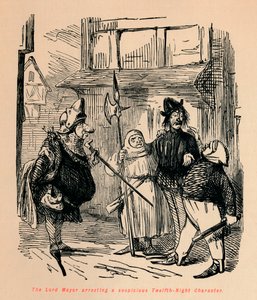 Il sindaco arresta un personaggio sospetto della Dodicesima Notte, c. 1860 da John Leech