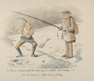 Il luccio è un pesce vorace e morde facilmente nei mesi invernali - Vecchio gentiluomo..., 1830-64 da John Leech