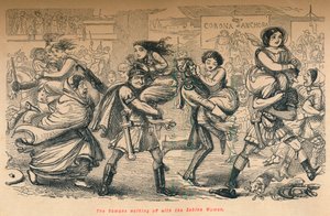 I Romani che portano via le donne Sabine, 1852 da John Leech