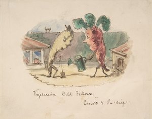 Vegetariani Strani: o, Carota e Pa-Snip, 1837-64 da John Leech