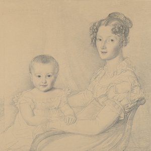 Ritratto di una madre e un bambino, 1823 da John Linnell