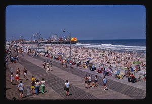 Passerella, spiaggia, molo del casinò, Seaside Heights, New Jersey, USA