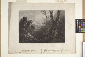 Satana contempla Adamo ed Eva in Paradiso (mezzatinta) da John Marin