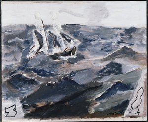 Mare e barca (olio su tela)