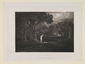 Satana tenta Eva, libro 9, verso 780, da «Paradiso perduto» da John Martin